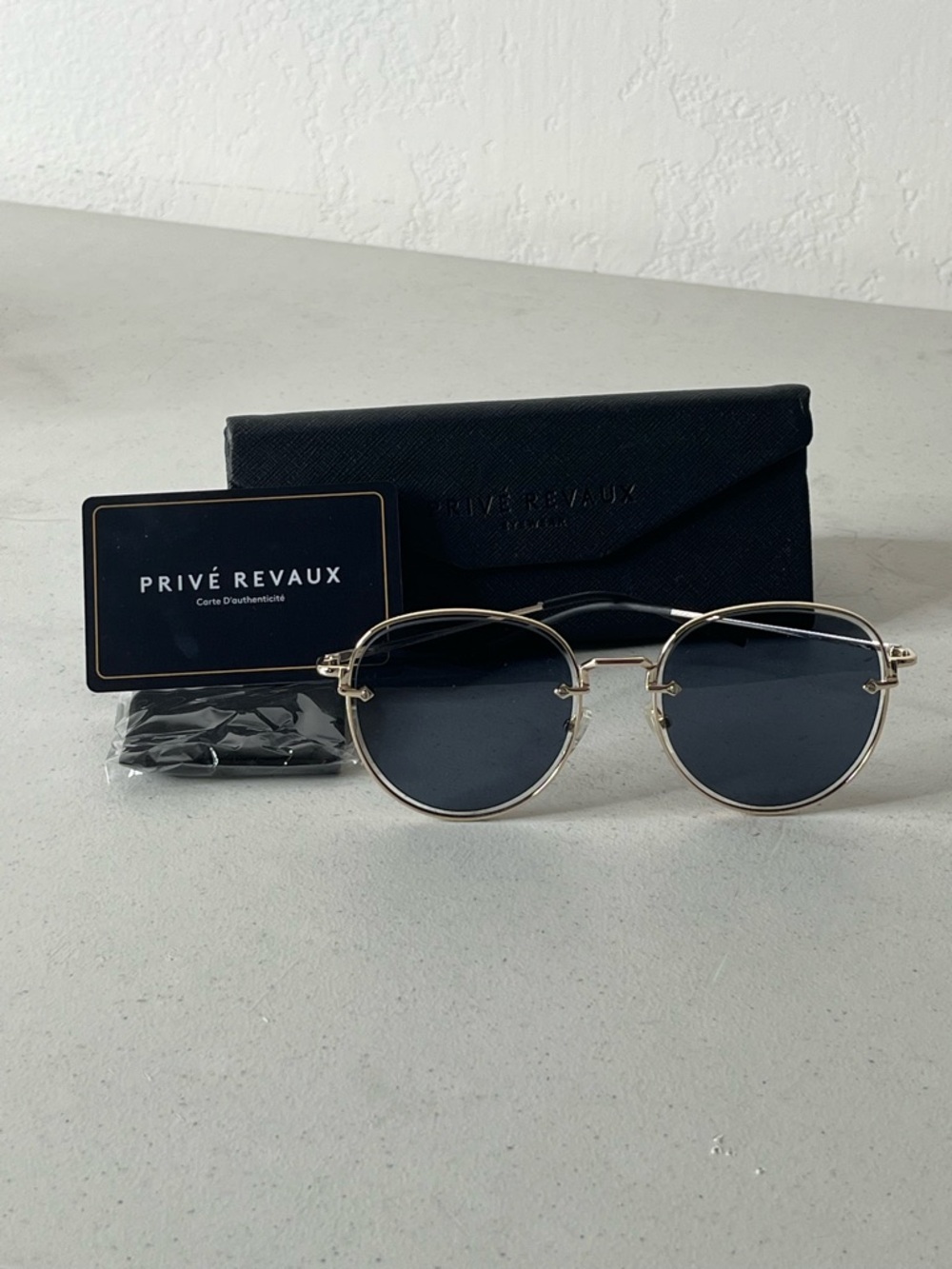 Privé Revaux Women's Gold Frame Sunglasses with Black Lenses